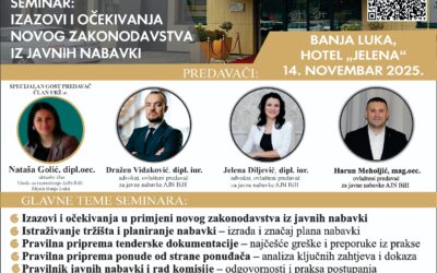 Seminar iz javnih nabavki, Banja Luka, 14. novembar 2025. u hotelu „JELENA“, Banja Luka