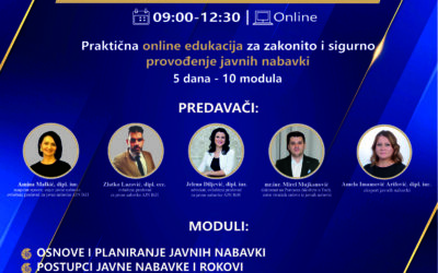 ONLINE ŠKOLA JAVNIH NABAVKI, 16.-20. FEBRUAR 2026.